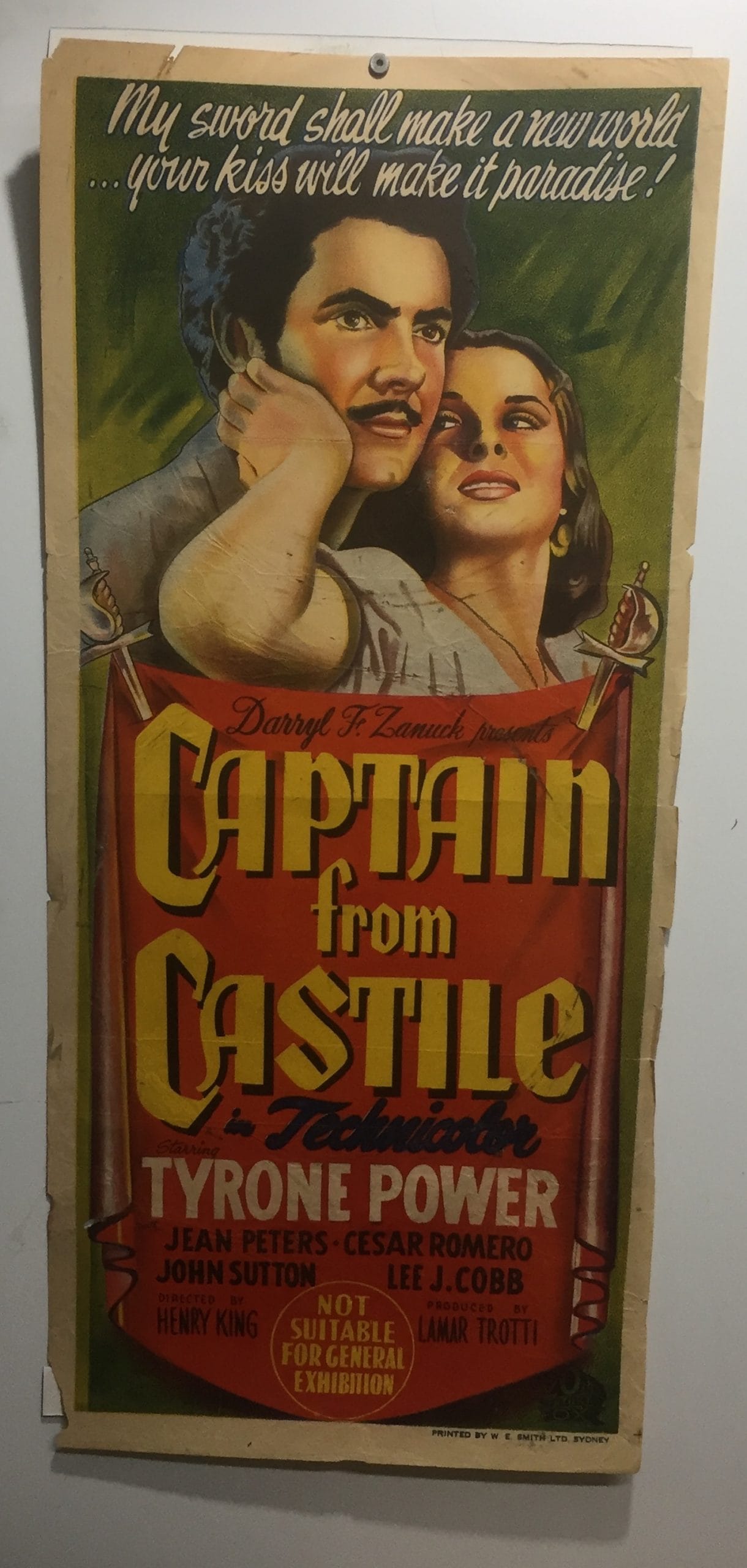 ORIGINAL DAYBILL MOVIE POSTER - CAPTAIN FROM CASTILE - 1947