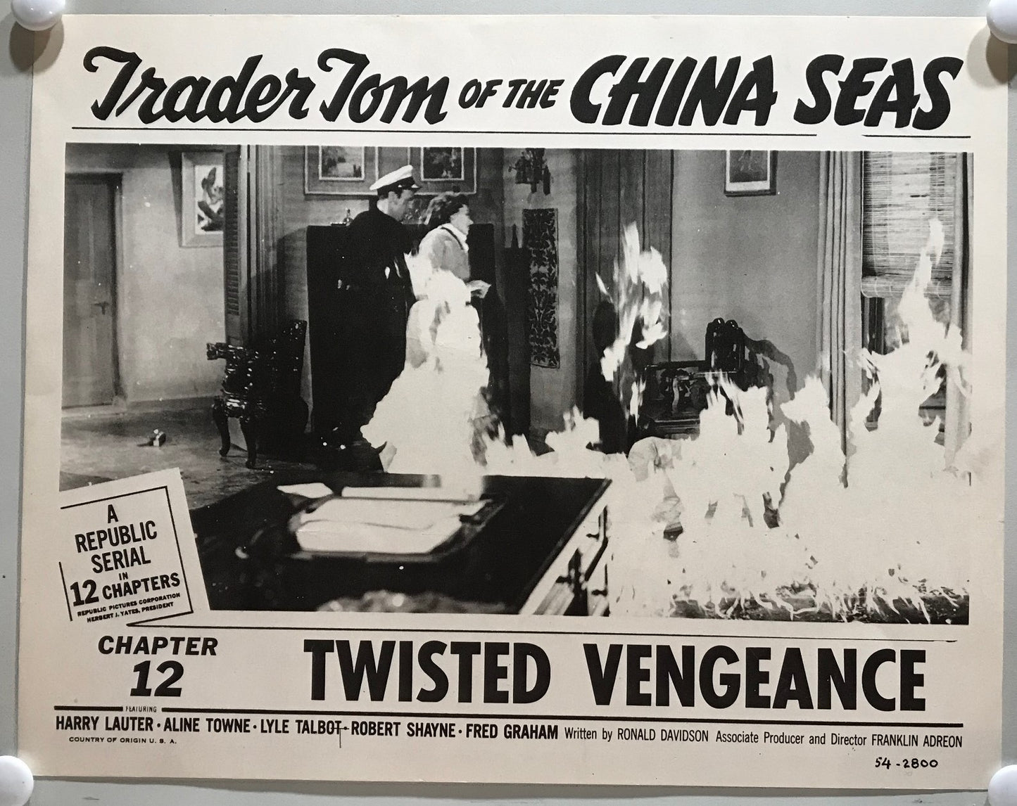ORIGINAL SERIAL LOBBY CARD - TRADER TOM OF THE CHINA SEAS (a) - 1954 - Ch 12