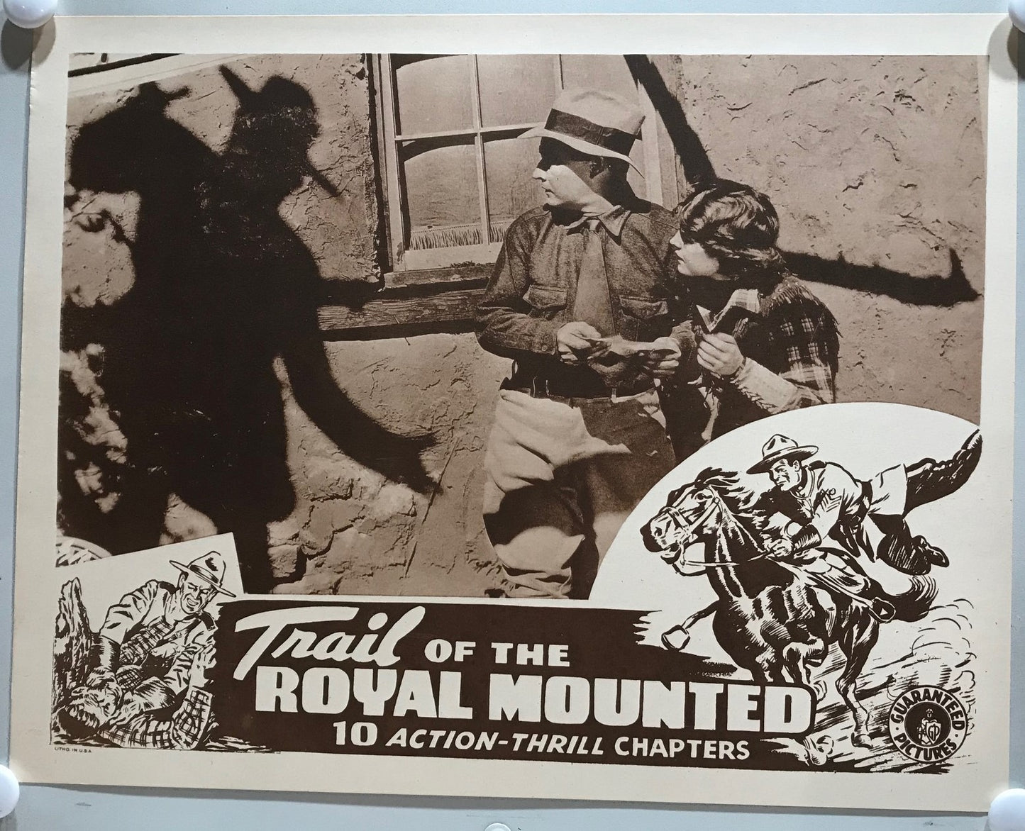ORIGINAL SERIAL LOBBY CARD - TRAIL OF THE ROYAL MOUNTED (c) - 1938 - scene card