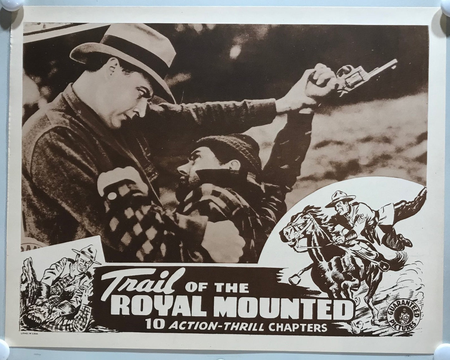 ORIGINAL SERIAL LOBBY CARD - TRAIL OF THE ROYAL MOUNTED (d) - 1938 - scene card