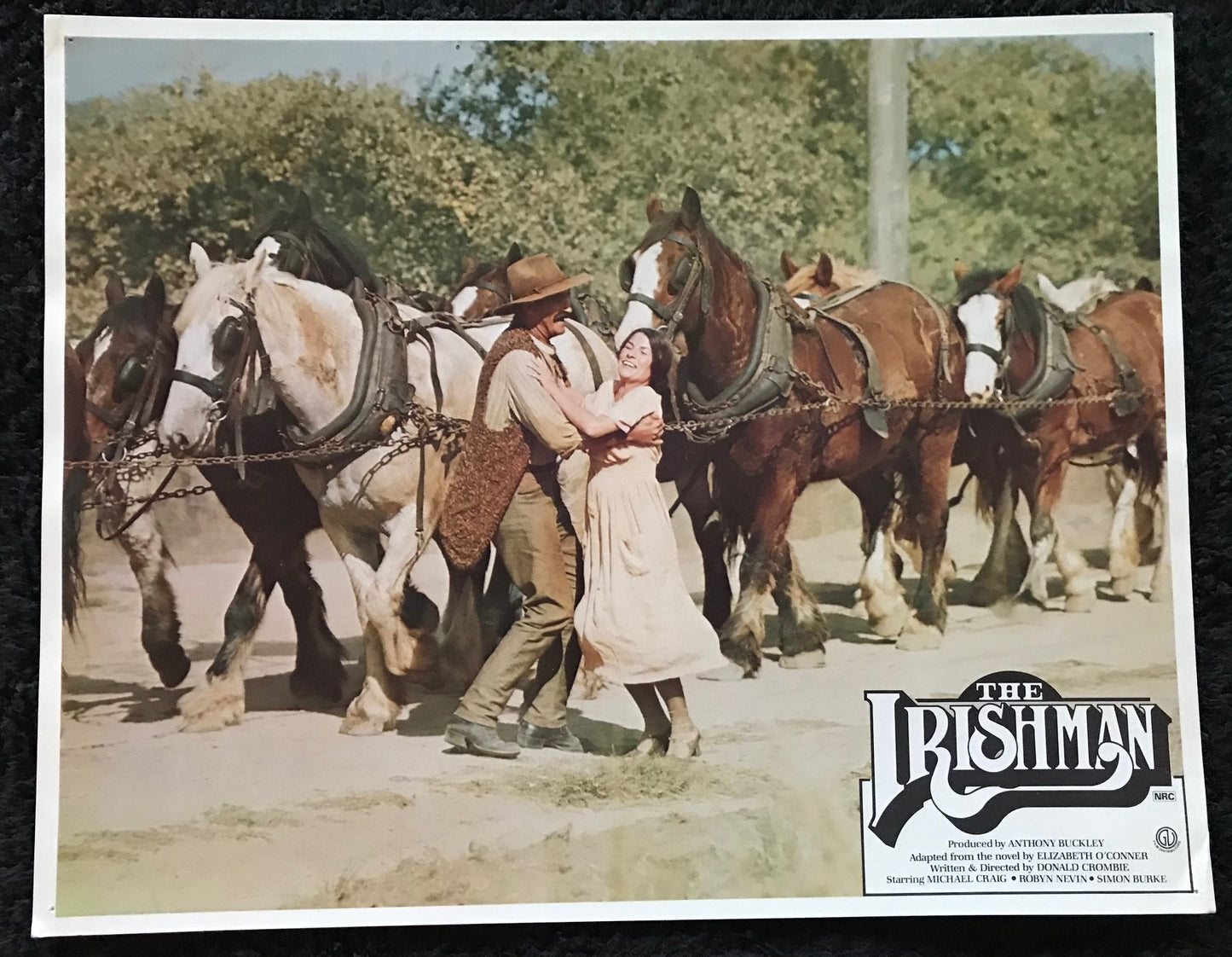 ORIGINAL LOBBY CARDS - THE IRISHMAN - 1978 - Australian - set of 8 cards - Michael Craig, Simon Burke, Robyn Nevin, Lou Brown