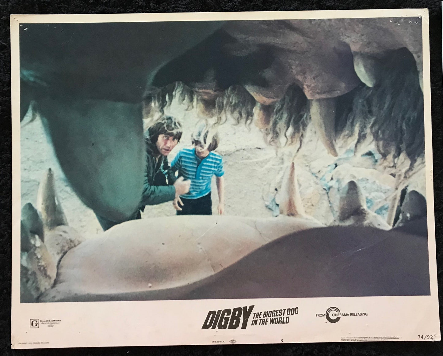 ORIGINAL LOBBY CARDS - DIGBY, THE BIGGEST DOG IN THE WORLD - 1974 - group of 7 cards - Jim Dale, Spike Milligan, Angela Douglas, John Bluthal