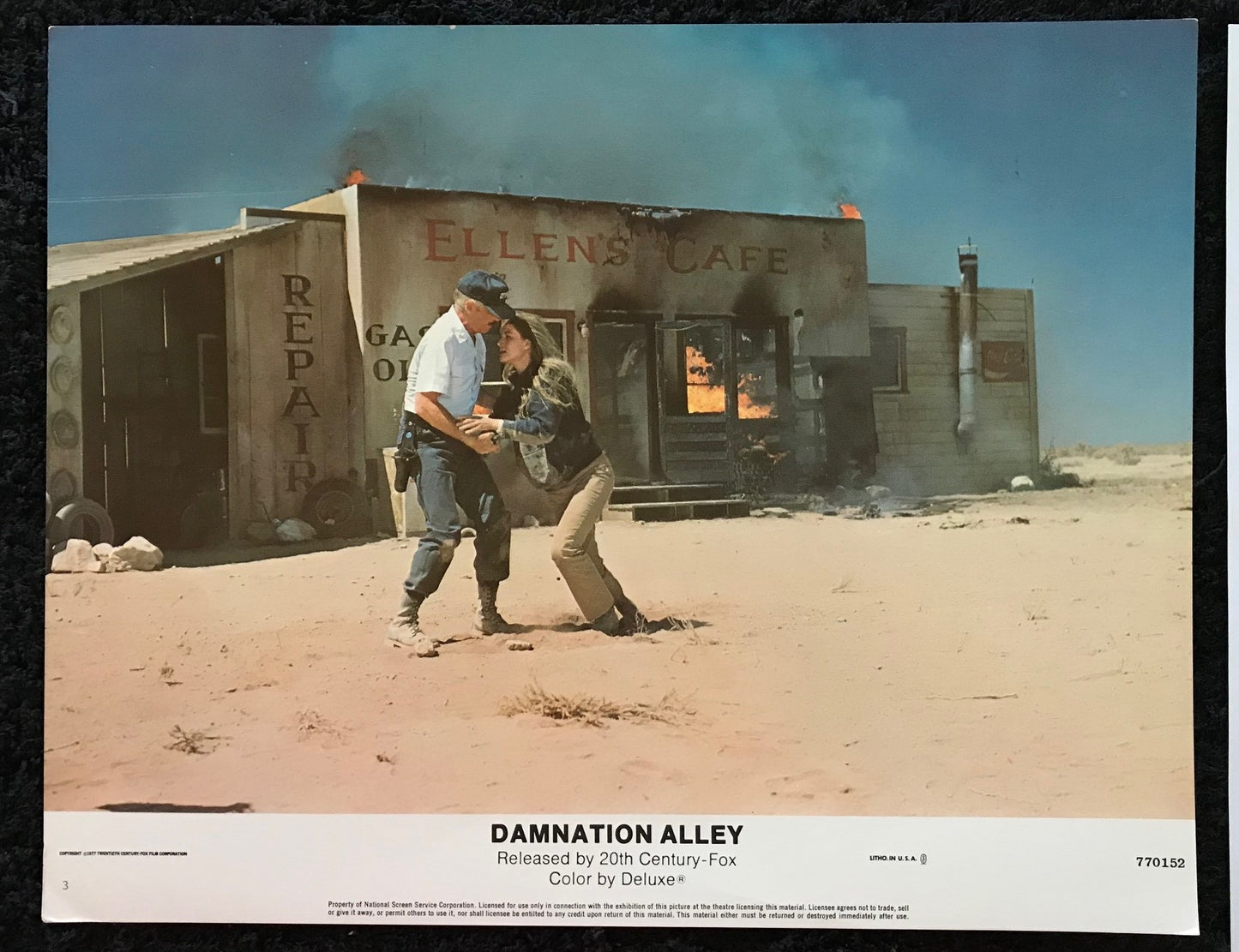 ORIGINAL LOBBY CARD - DAMNATION ALLEY (b) - 1977 - #3 key card - George Peppard, Jan-Michael Vincent, Dominique Sanda, Paul Winfield