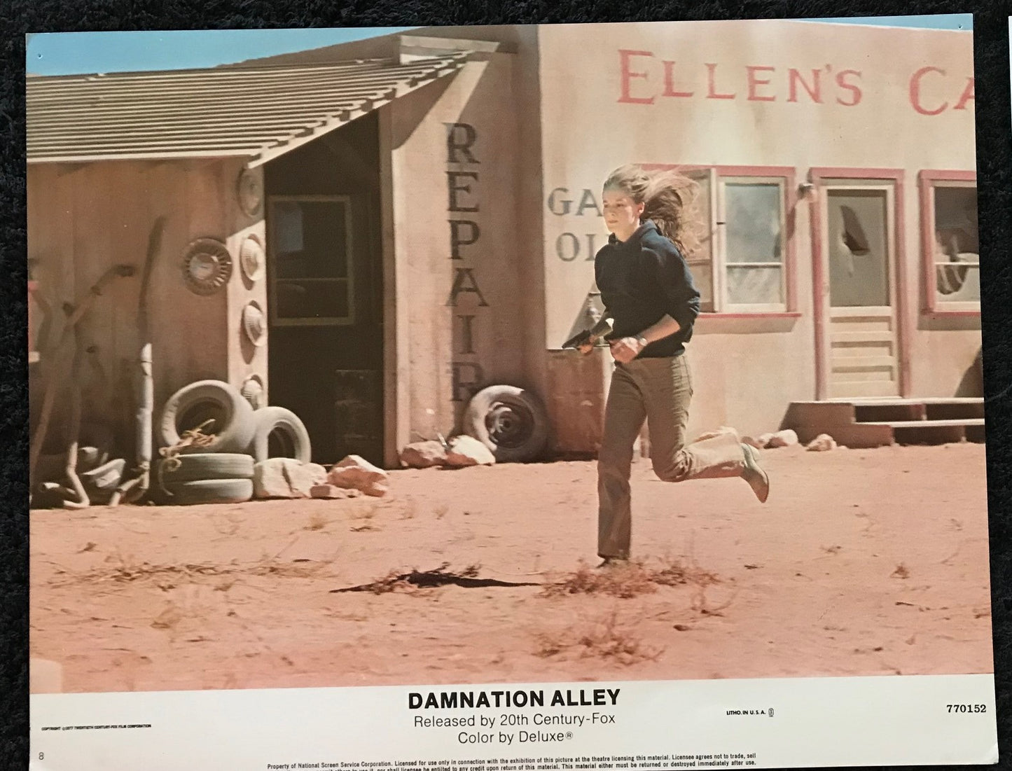 ORIGINAL LOBBY CARD - DAMNATION ALLEY (d) - 1977 - #8 key card - George Peppard, Jan-Michael Vincent, Dominique Sanda, Paul Winfield