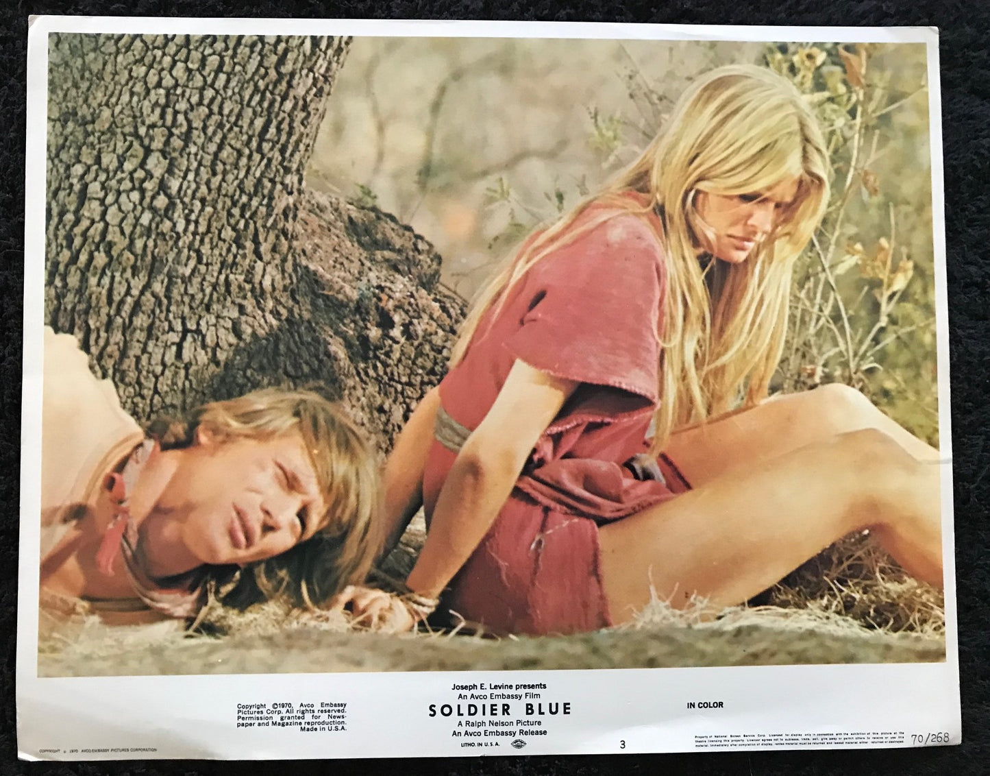 ORIGINAL LOBBY CARD - SOLDIER BLUE (a) - 1970 - #3 card - Candice Bergen, Peter Strauss, Donald Pleasence, John Anderson