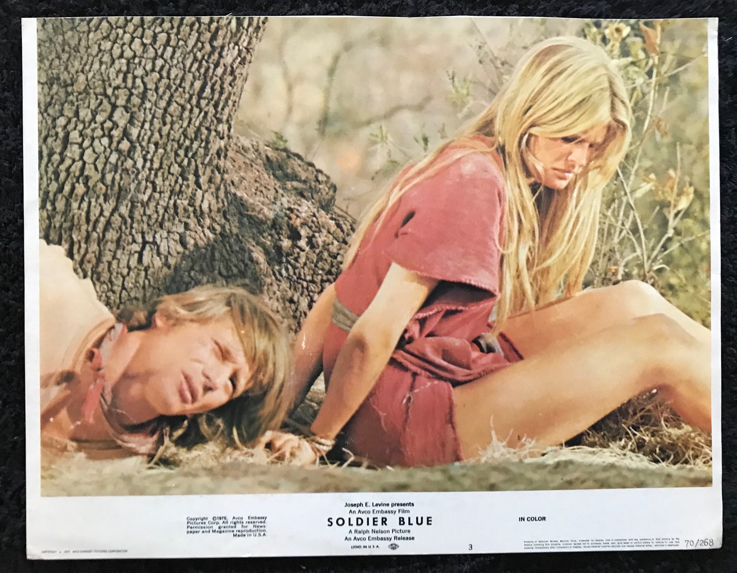 ORIGINAL LOBBY CARD - SOLDIER BLUE (b) - 1970 - #3 card - Candice Bergen, Peter Strauss, Donald Pleasence, John Anderson