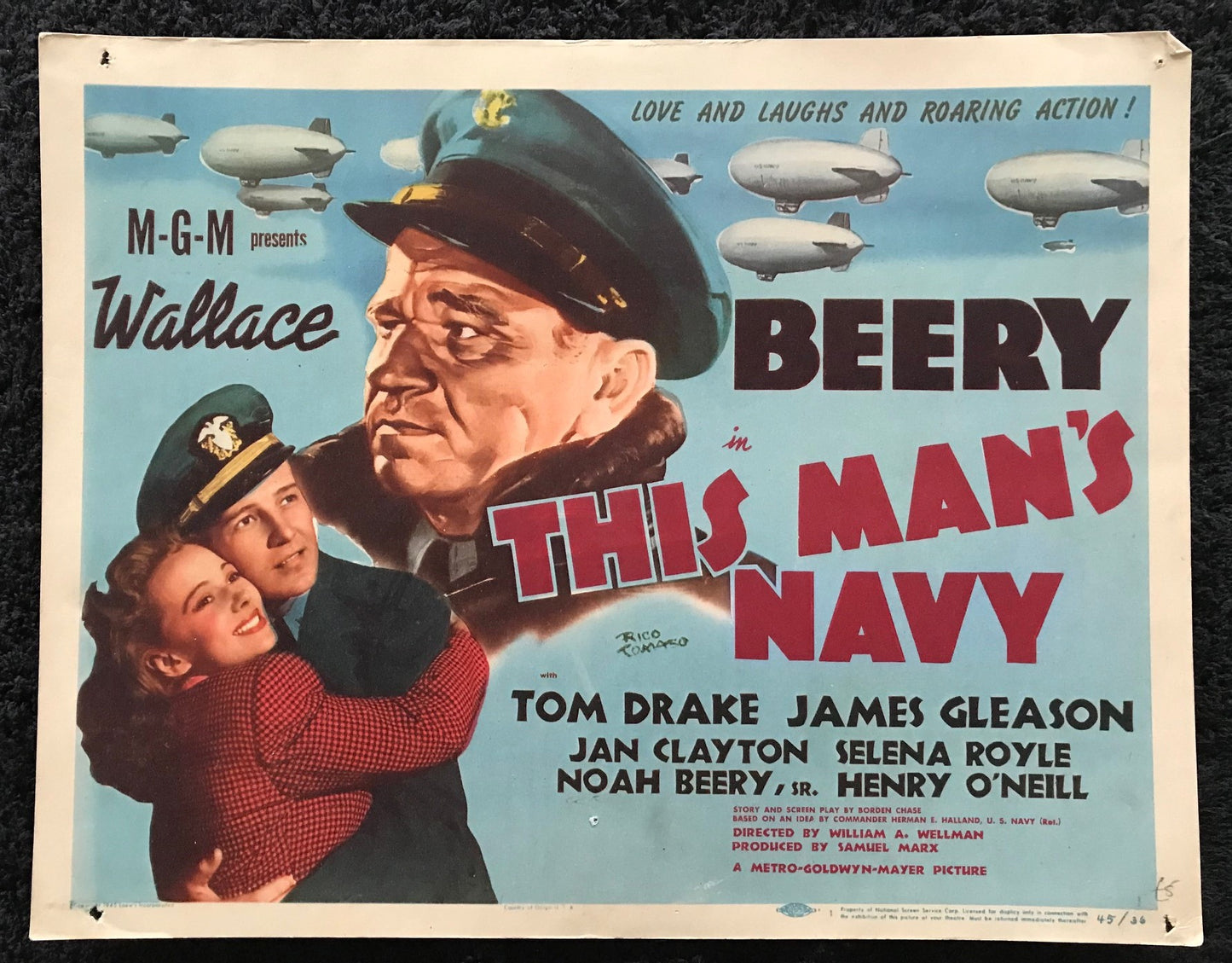 ORIGINAL LOBBY CARD - THIS MAN'S NAVY - 1945 - #1 card - Wallace Beery, Tom Drake, James Gleason, Noah Beery