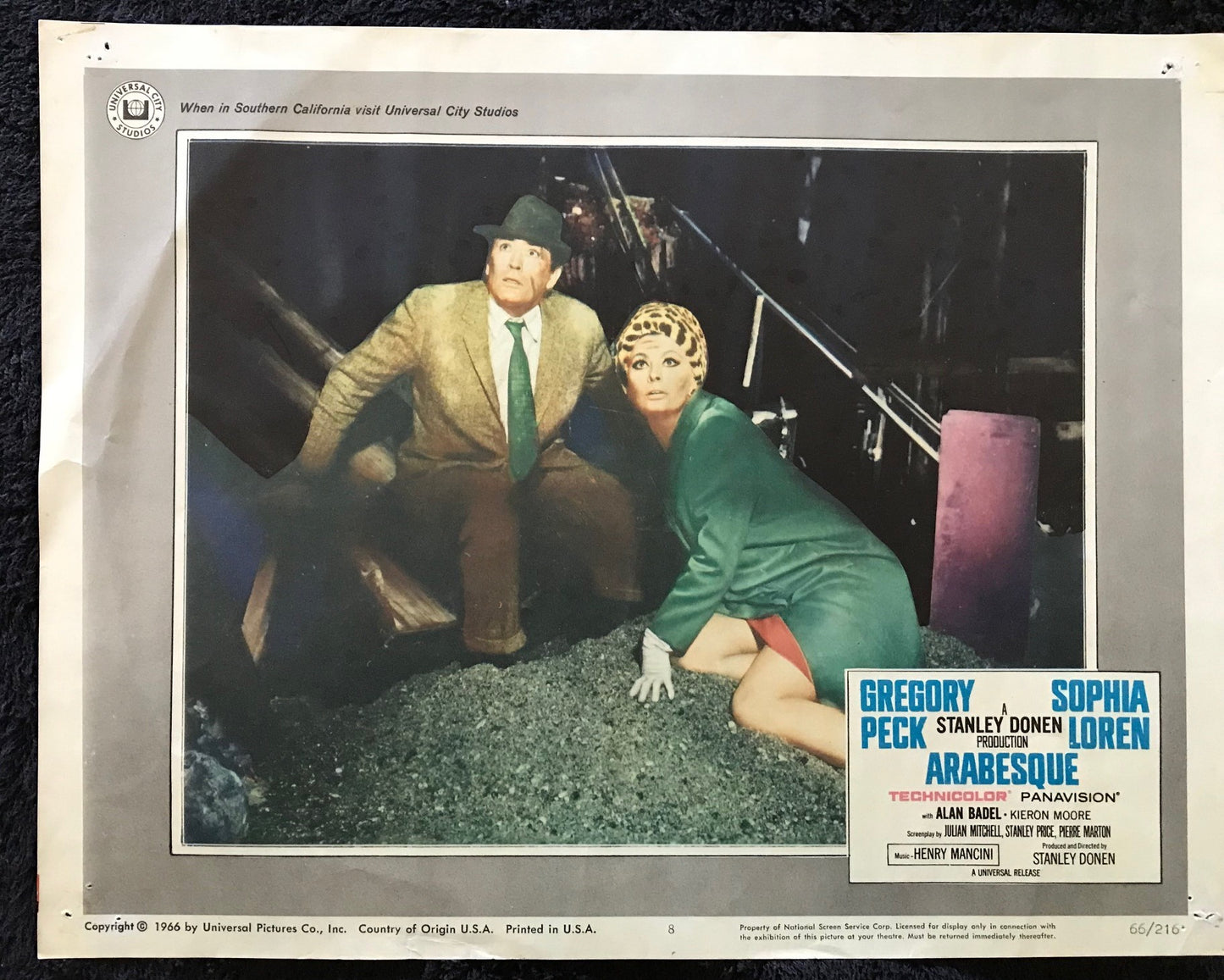 ORIGINAL LOBBY CARDS - ARABESQUE - 1966 - set of 8 - Sophia Loren, Gregory Peck, Alan Badel