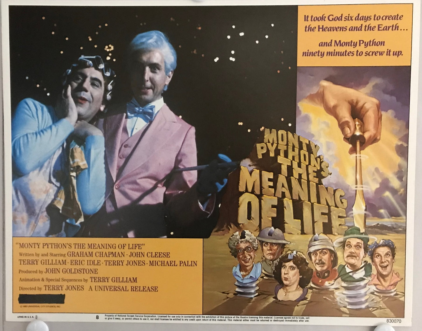 ORIGINAL LOBBY CARDS - MONTY PYTHON'S THE MEANING OF LIFE - 1983 - set of 8