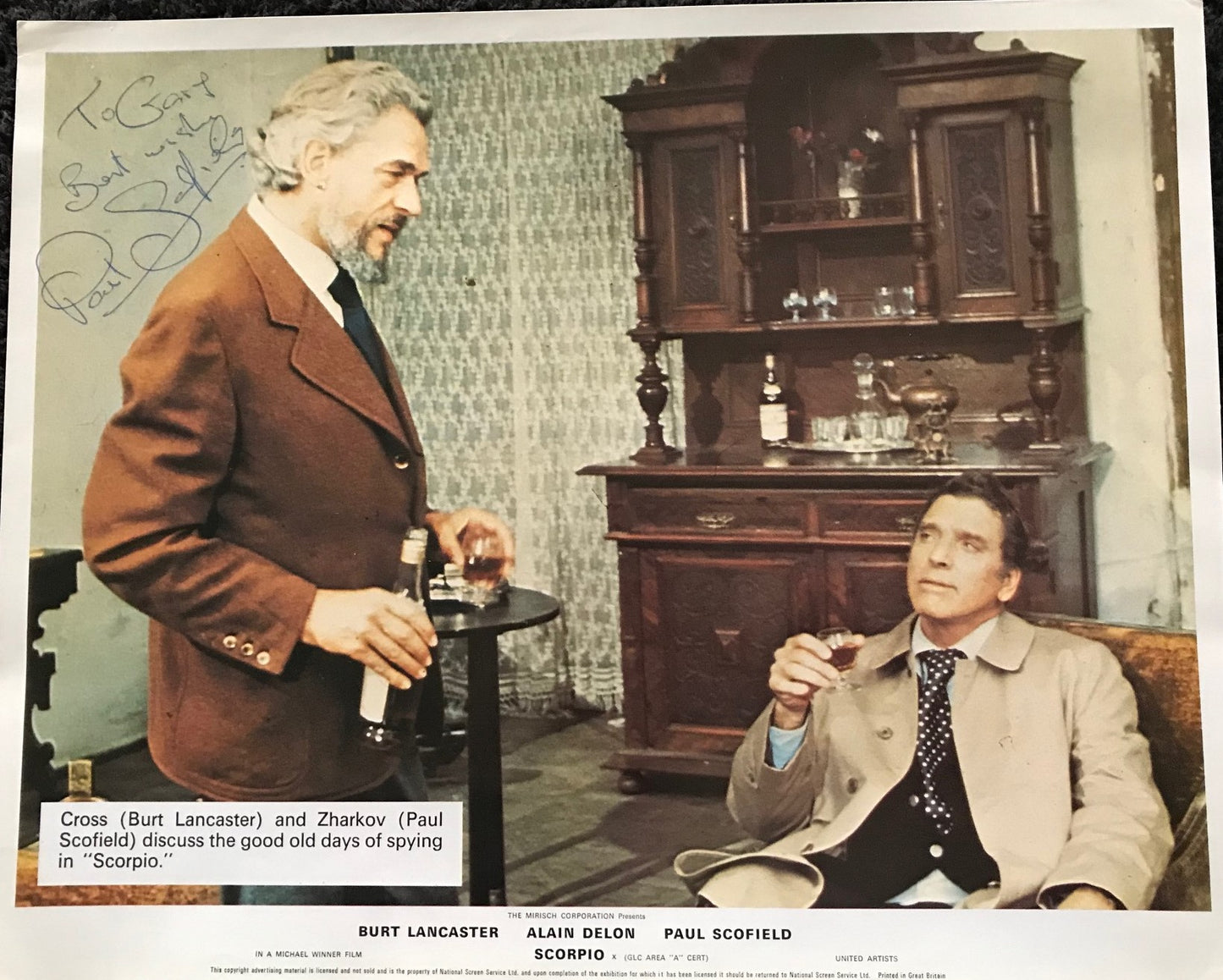 PAUL SCHOFIELD - AUTOGRAPHED 10 x 8 PUBLICITY PHOTOGRAPH from Scorpio (1973)