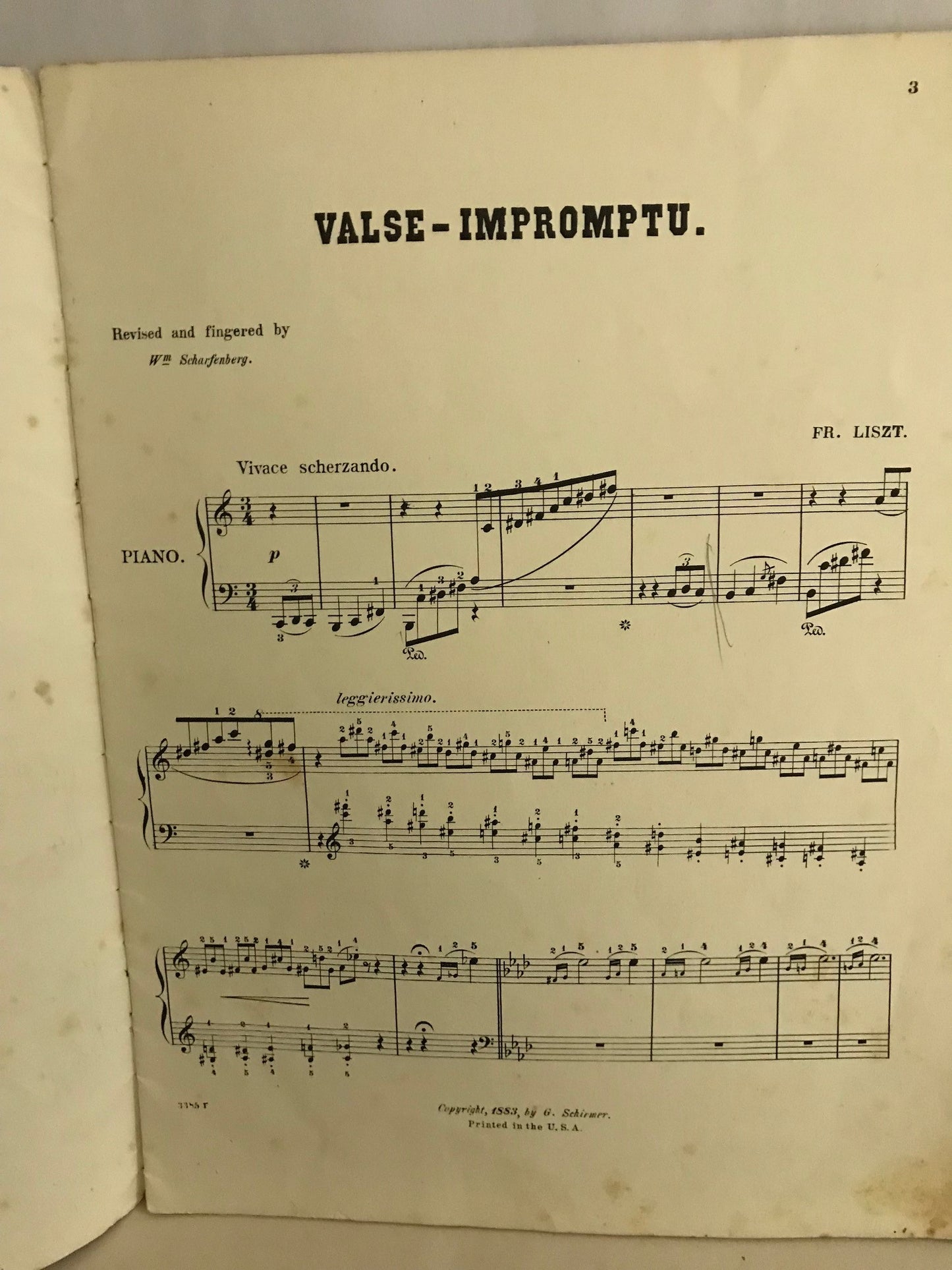 MUSIC SHEET - FRANZ LISTZ - VALSE IMPROMPTU A - Original Works for the Piano