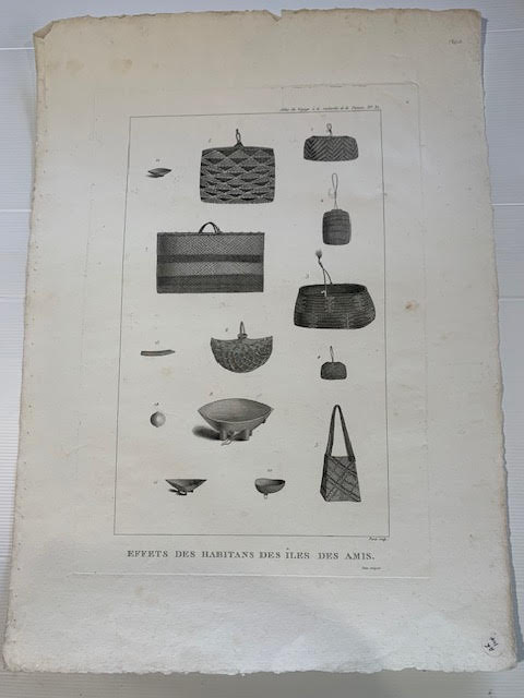 JEAN PIRON ETCHING EFFETS DES HABITANS DES ILES DES AMIS 1817