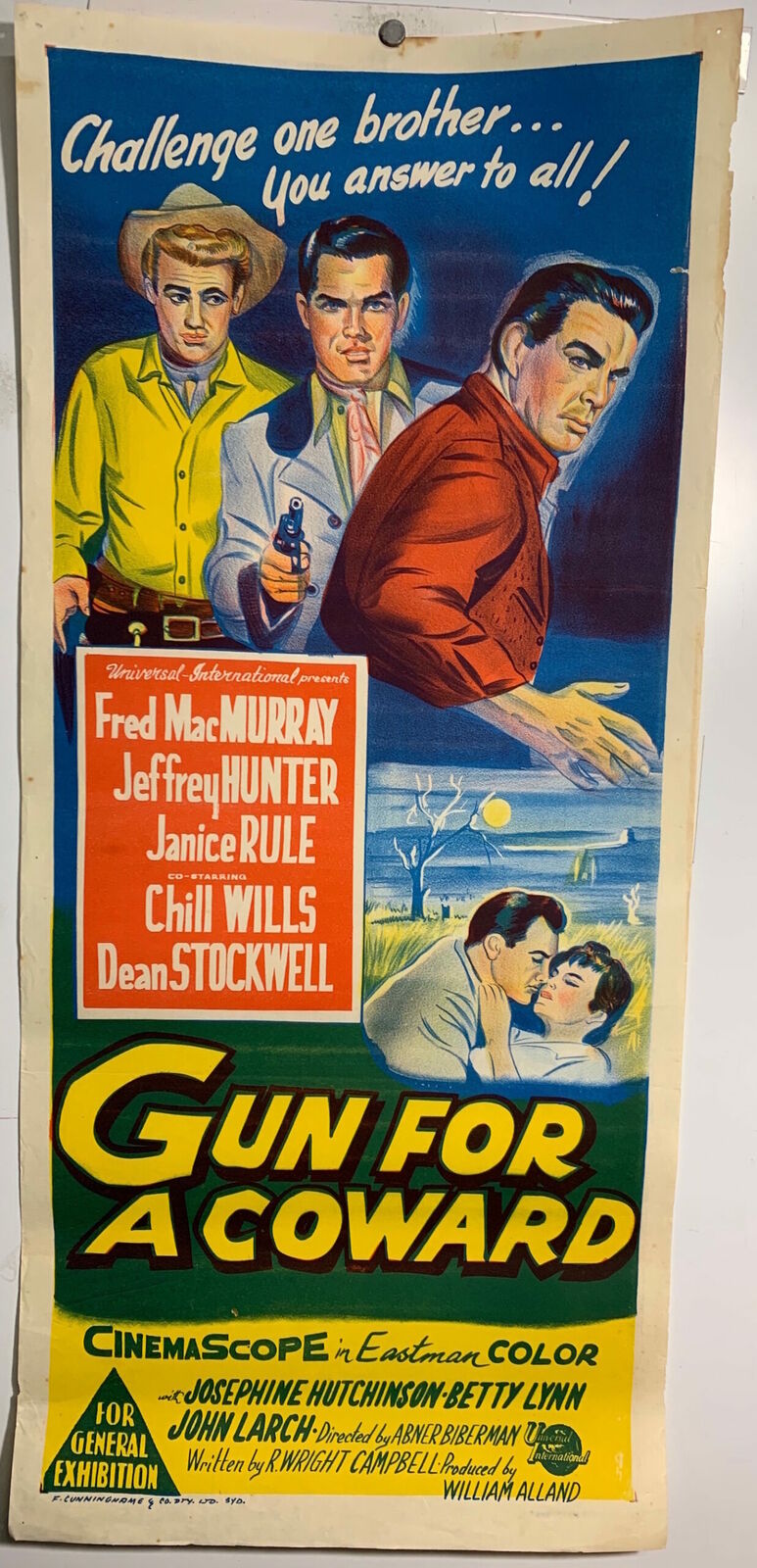 ORIGINAL DAYBILL MOVIE POSTER - GUN FOR A COWARD - 1956