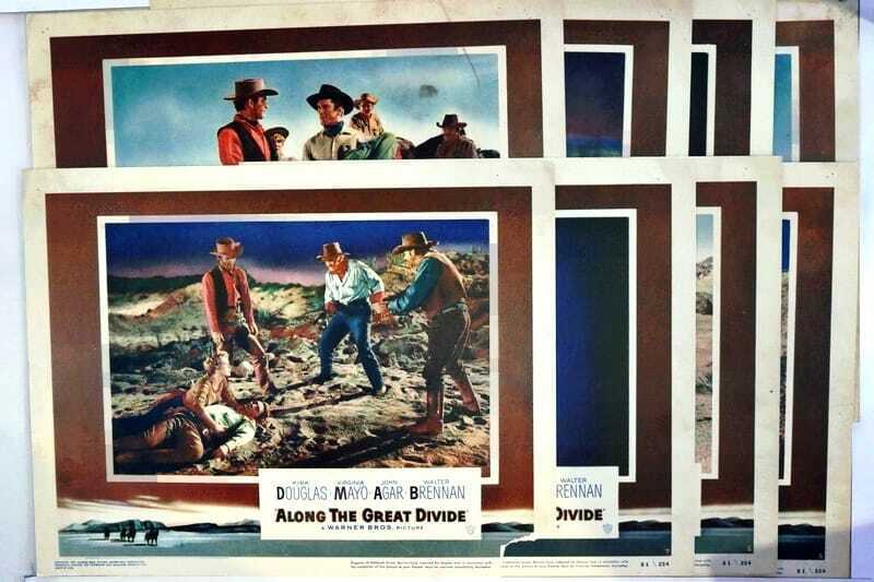 ORIGINAL LOBBY CARDS - ALONG THE GREAT DIVIDE - 1951 - set of 8