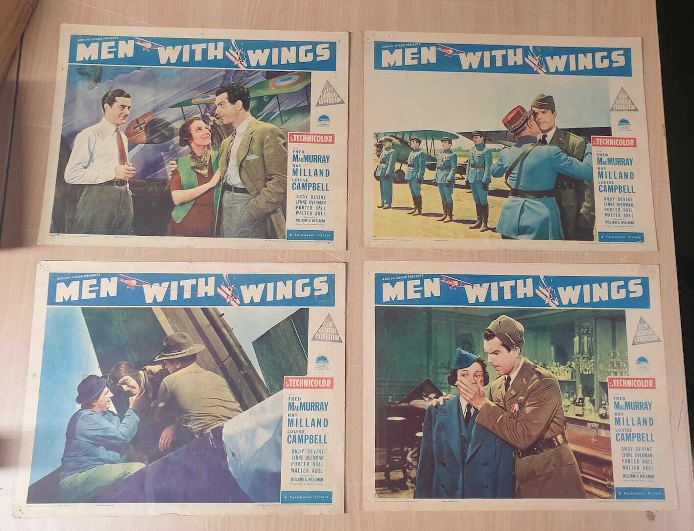 ORIGINAL LOBBY CARDS - MEN WITH WINGS - 1938 - set of 8