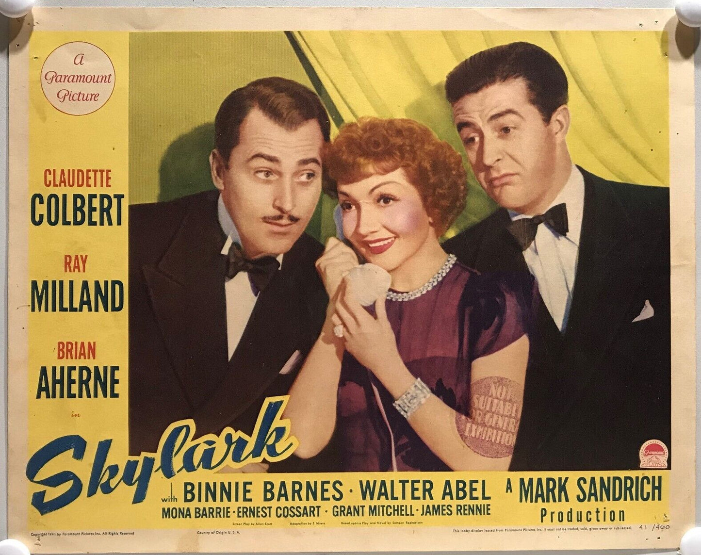 ORIGINAL LOBBY CARDS - SKYLARK - 1941 set of 8