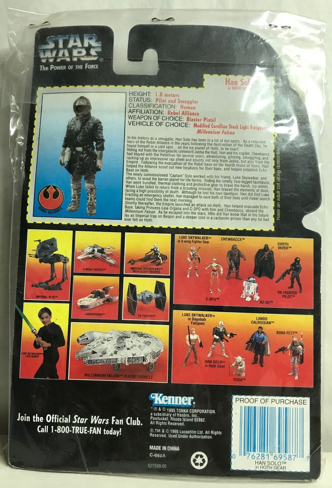 STAR WARS - KENNER - POTF - HAN SOLO - IN HOTH GEAR - with Blaster Pistol