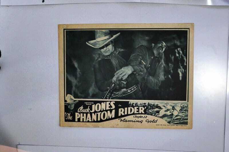ORIGINAL SERIAL LOBBY CARD - THE PHANTOM RIDER - 1936 - Ch 12 "Flaming Gold" - Buck Jones, Marla Shelton, Diana Gibson, Harry Woods