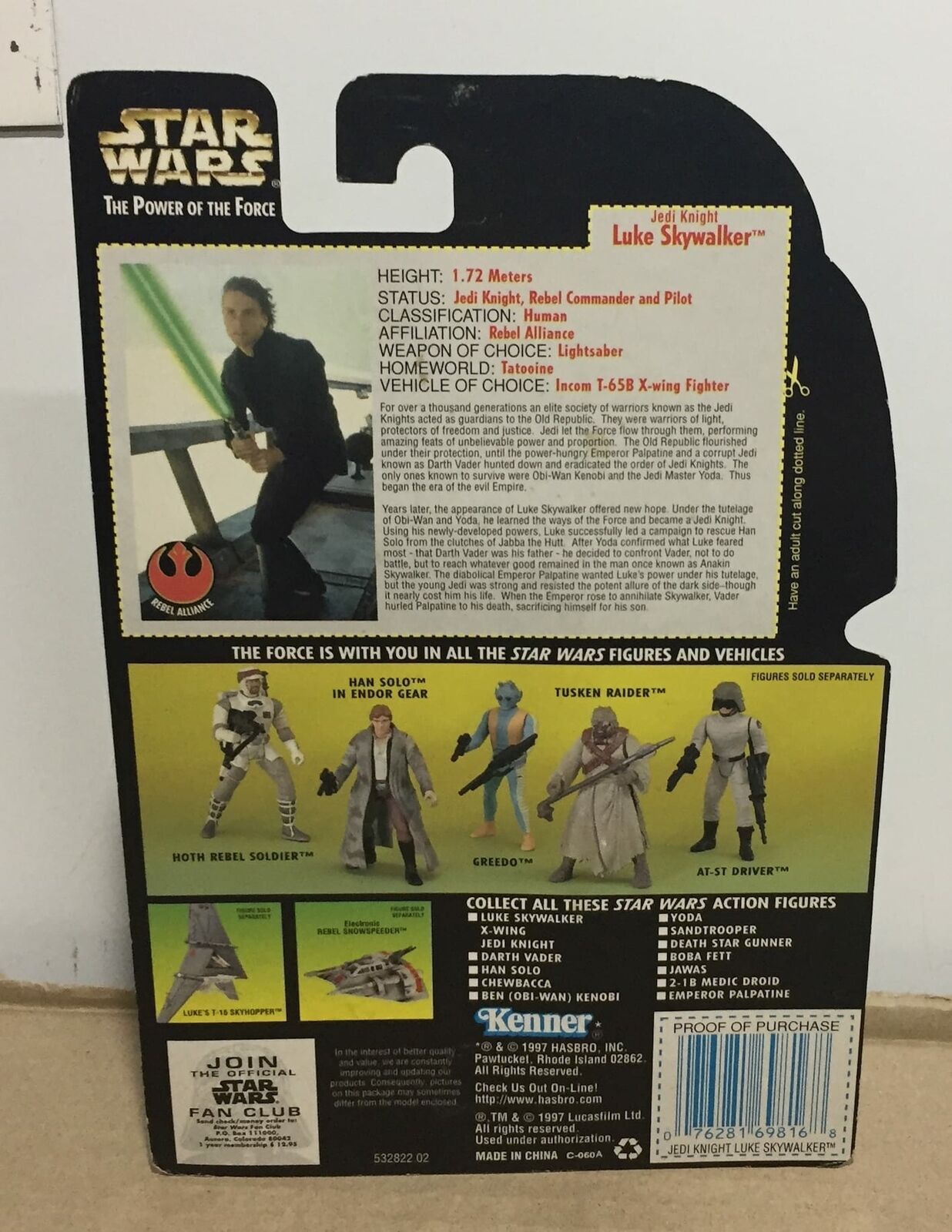 STAR WARS - KENNER - POTF - LUKE SKYWALKER - with Lightsaber and Removable Cloak