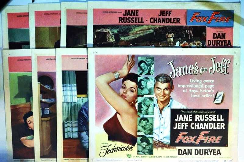 ORIGINAL LOBBY CARDS - FOXFIRE - 1955 - set of 8 - Jane Russell, Jeff Chandl...