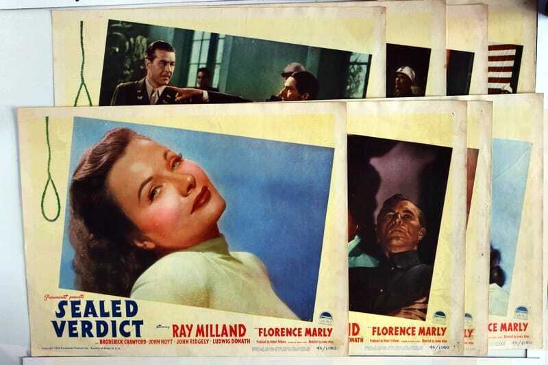 ORIGINAL LOBBY CARDS - SEALED VERDICT - 1948 - set of 8