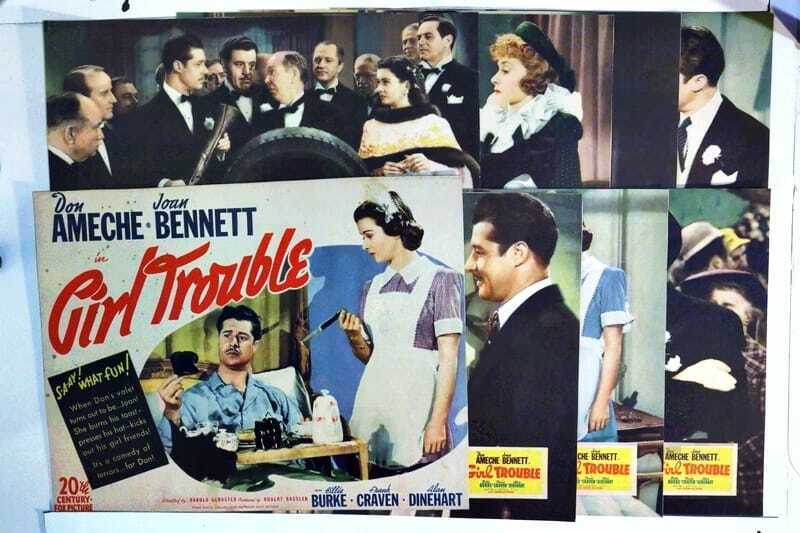 ORIGINAL LOBBY CARDS - GIRL TROUBLE - 1942 - set of 8