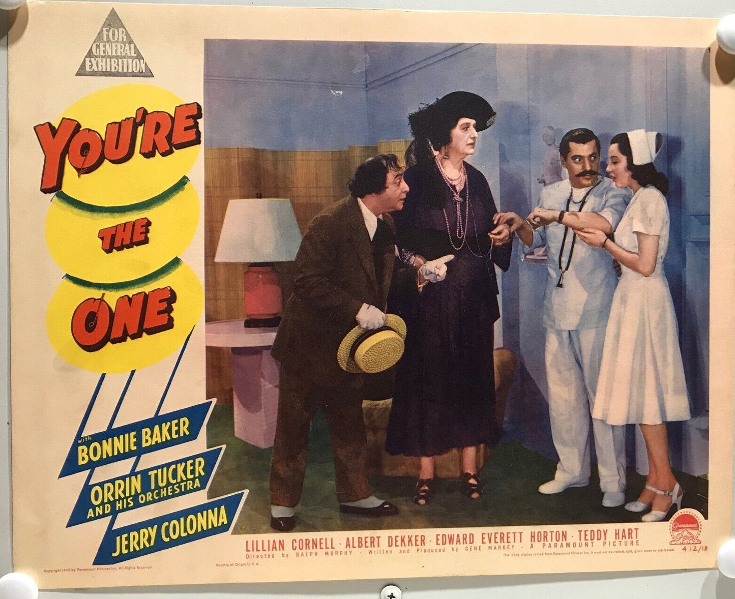 ORIGINAL LOBBY CARDS - YOU'RE THE ONE - 1941 - set of 8