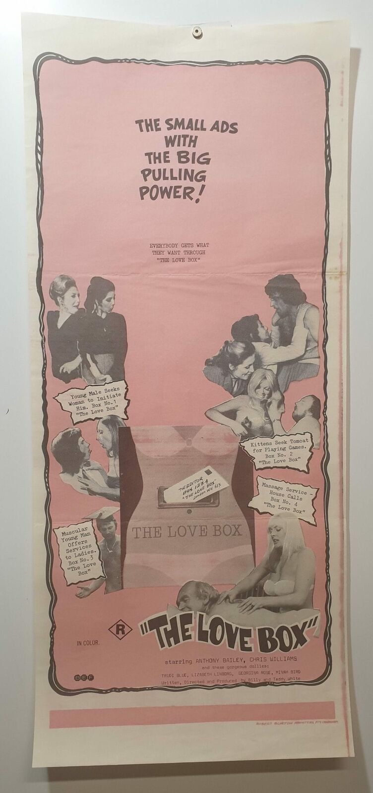 ORIGINAL DAYBILL MOVIE POSTER - THE LOVE BOX - 1972 - ADULT