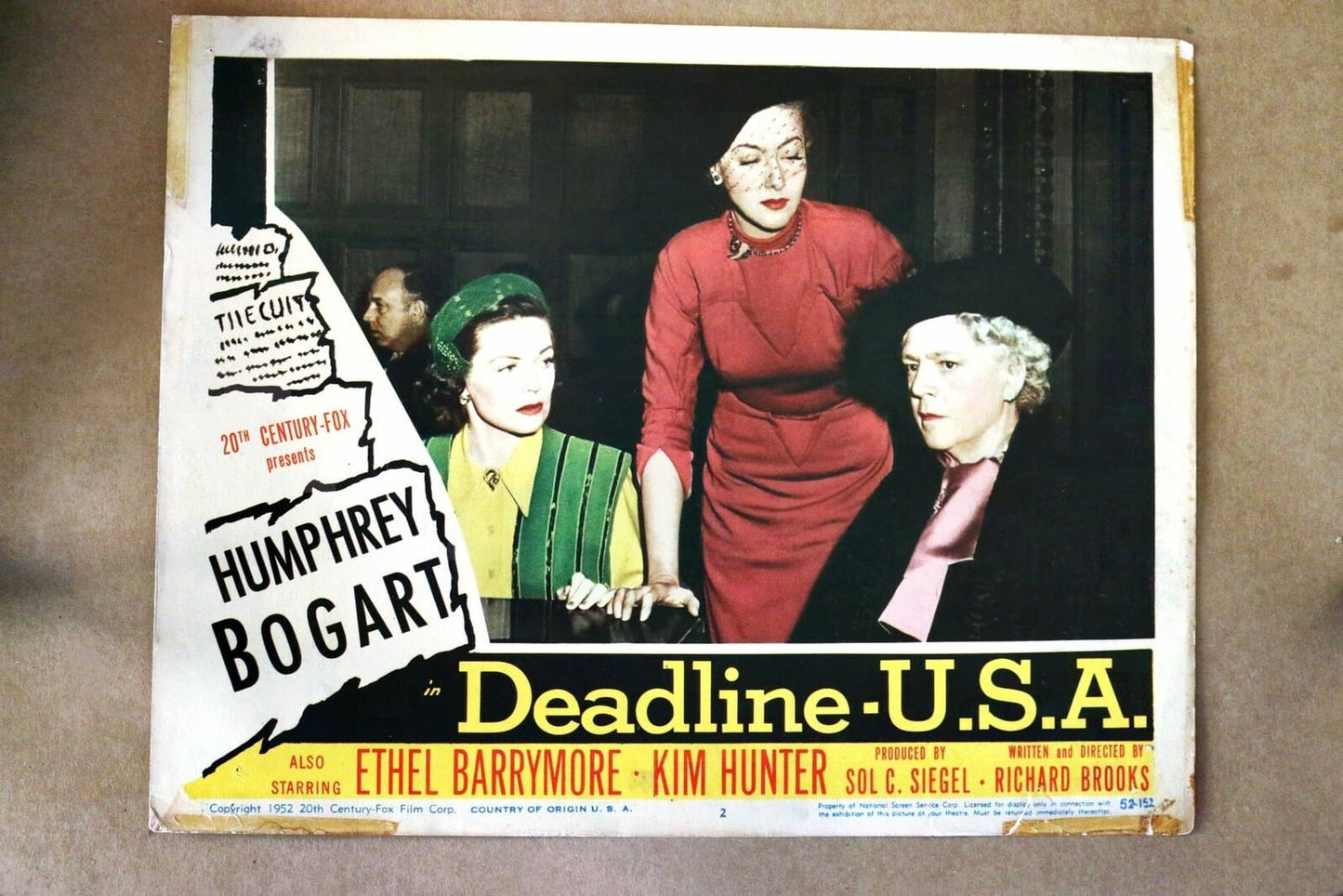 ORIGINAL LOBBY CARD - DEADLINE U.S.A. - 1952 - key card #2