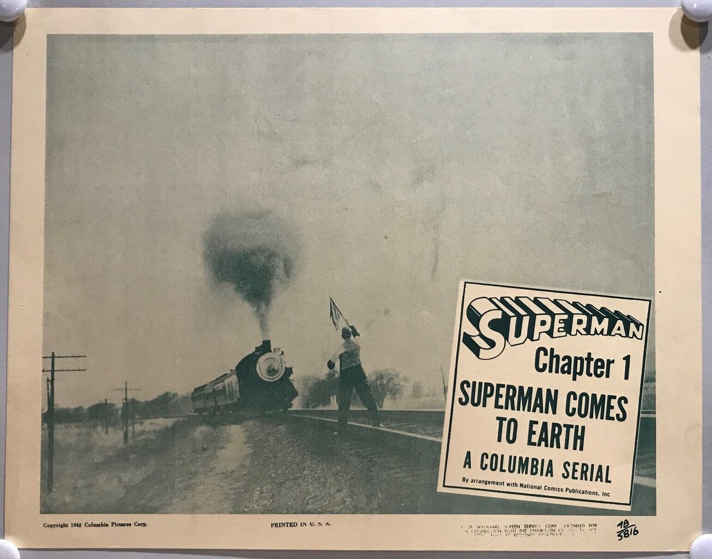 ORIGINAL SERIAL LOBBY CARD - SUPERMAN (a) - 1948 - Ch 1 "Superman comes to Ea...