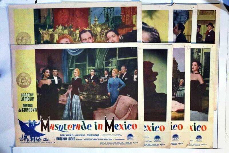 ORIGINAL LOBBY CARDS - MASQUERADE IN MEXICO - 1946 - set of 8