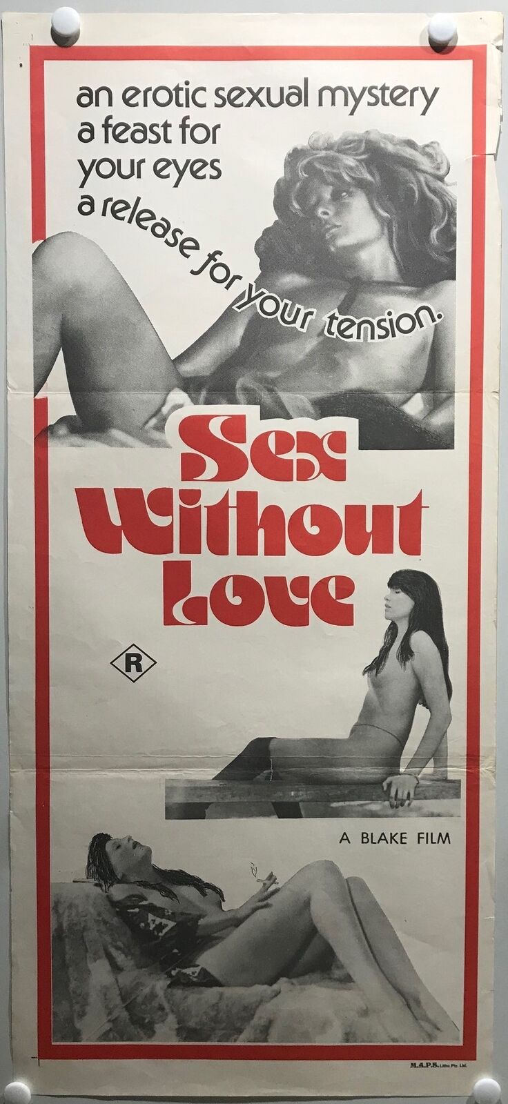 ORIGINAL DAYBILL MOVIE POSTER - SEX WITHOUT LOVE - ADULT - R-RATED