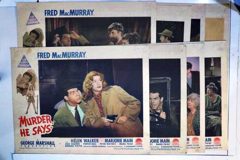 ORIGINAL LOBBY CARDS - MURDER HE SAYS - 1945 - set of 8
