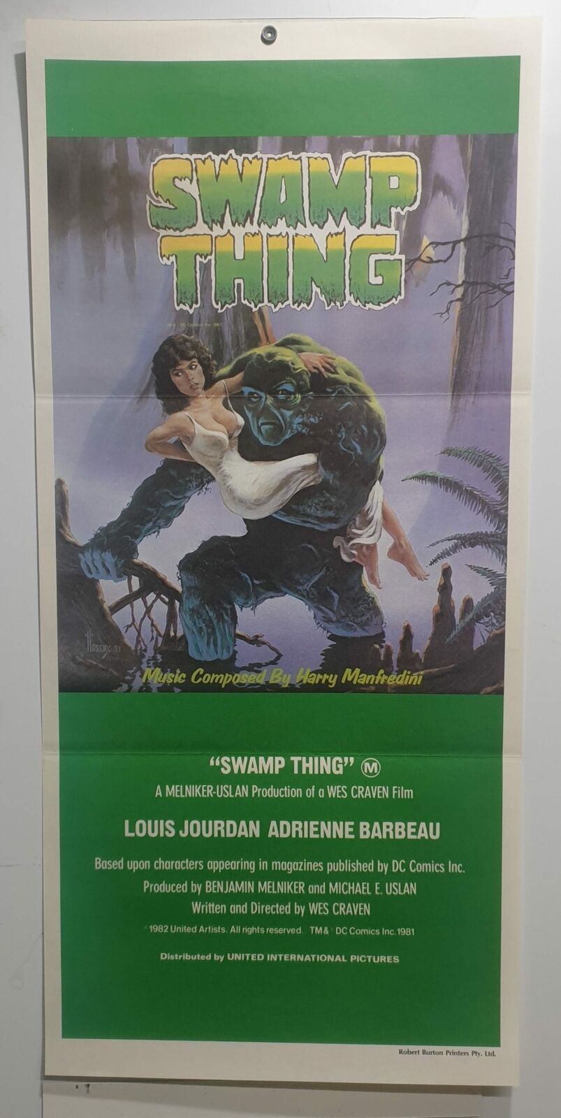 ORIGINAL DAYBILL MOVIE POSTER – SWAMP THING