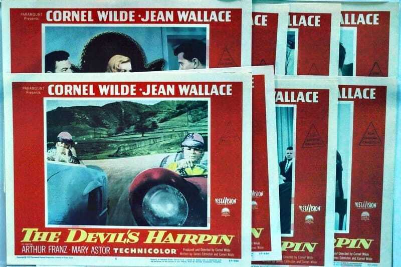 ORIGINAL LOBBY CARDS - THE DEVIL'S HAIRPIN - 1957 - set of 8