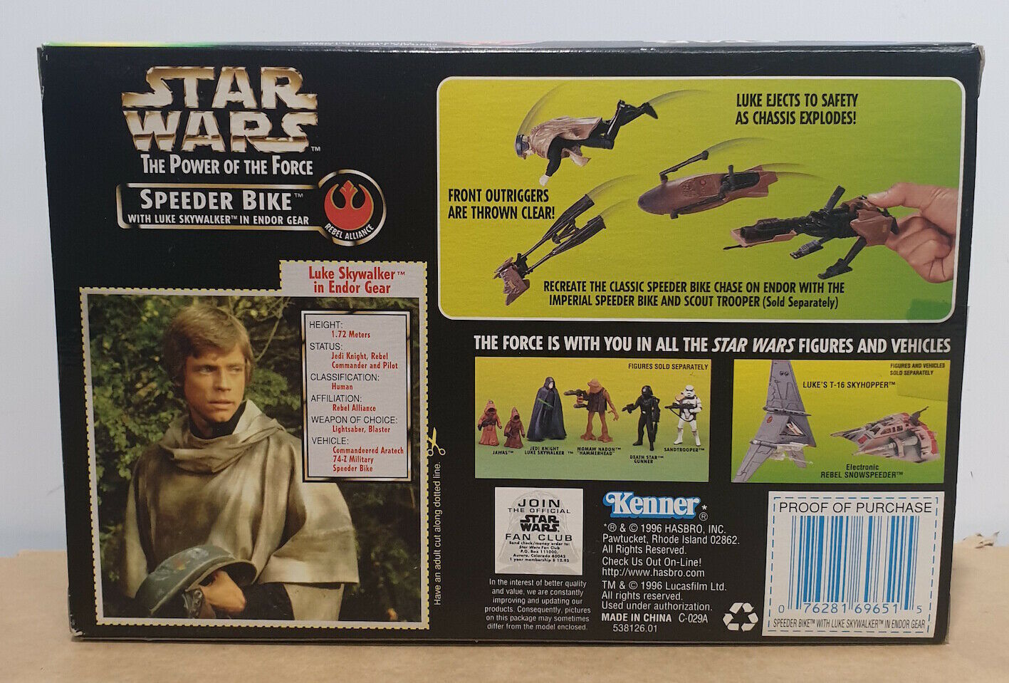 STAR WARS - KENNER - POTF - SPEEDER BIKE - with LUKE SKYWALKER - in Endor Gear