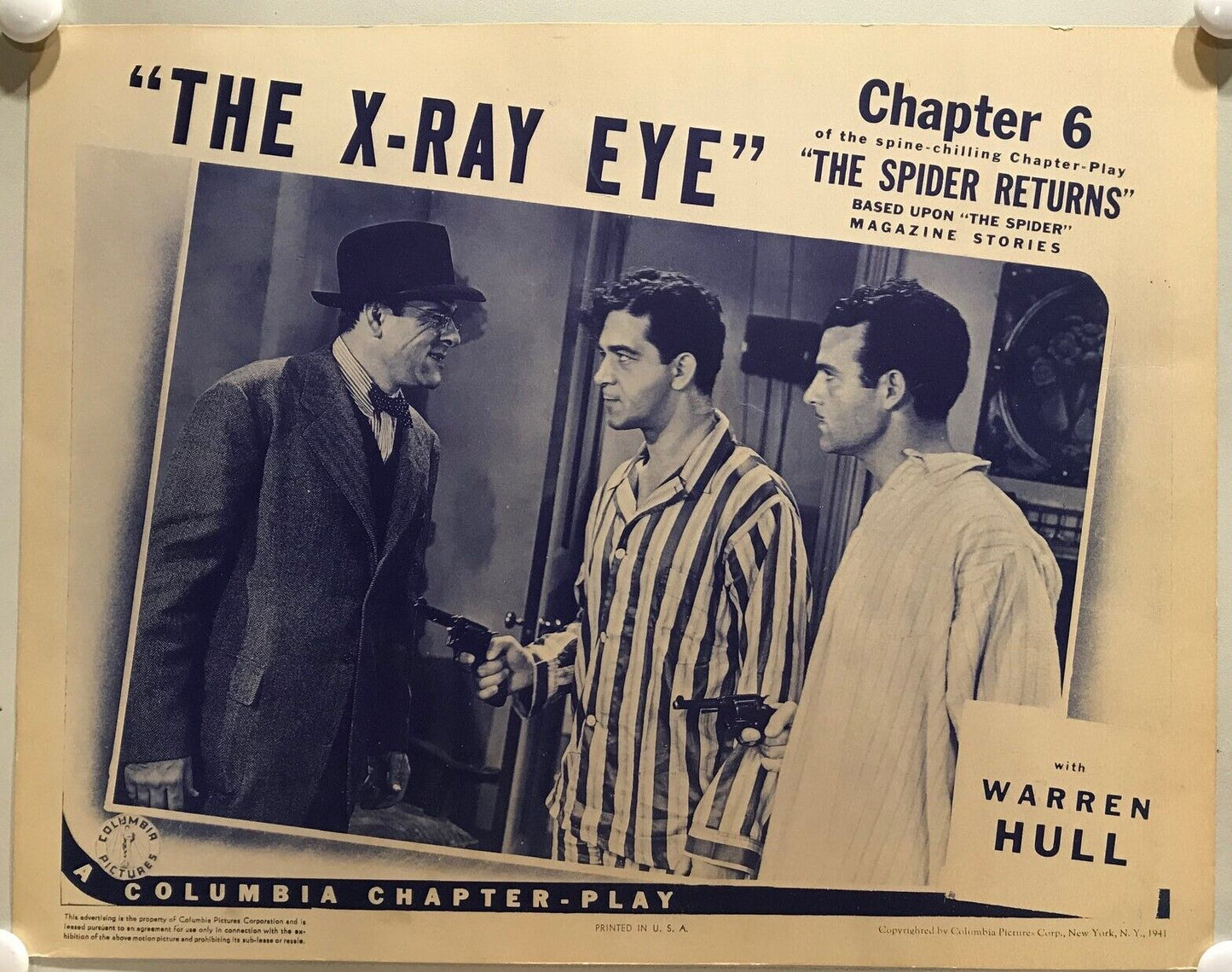 ORIGINAL SERIAL LOBBY CARD - THE SPIDER RETURNS (i) - 1941 - Ch 6 "The X-Ray Eye"