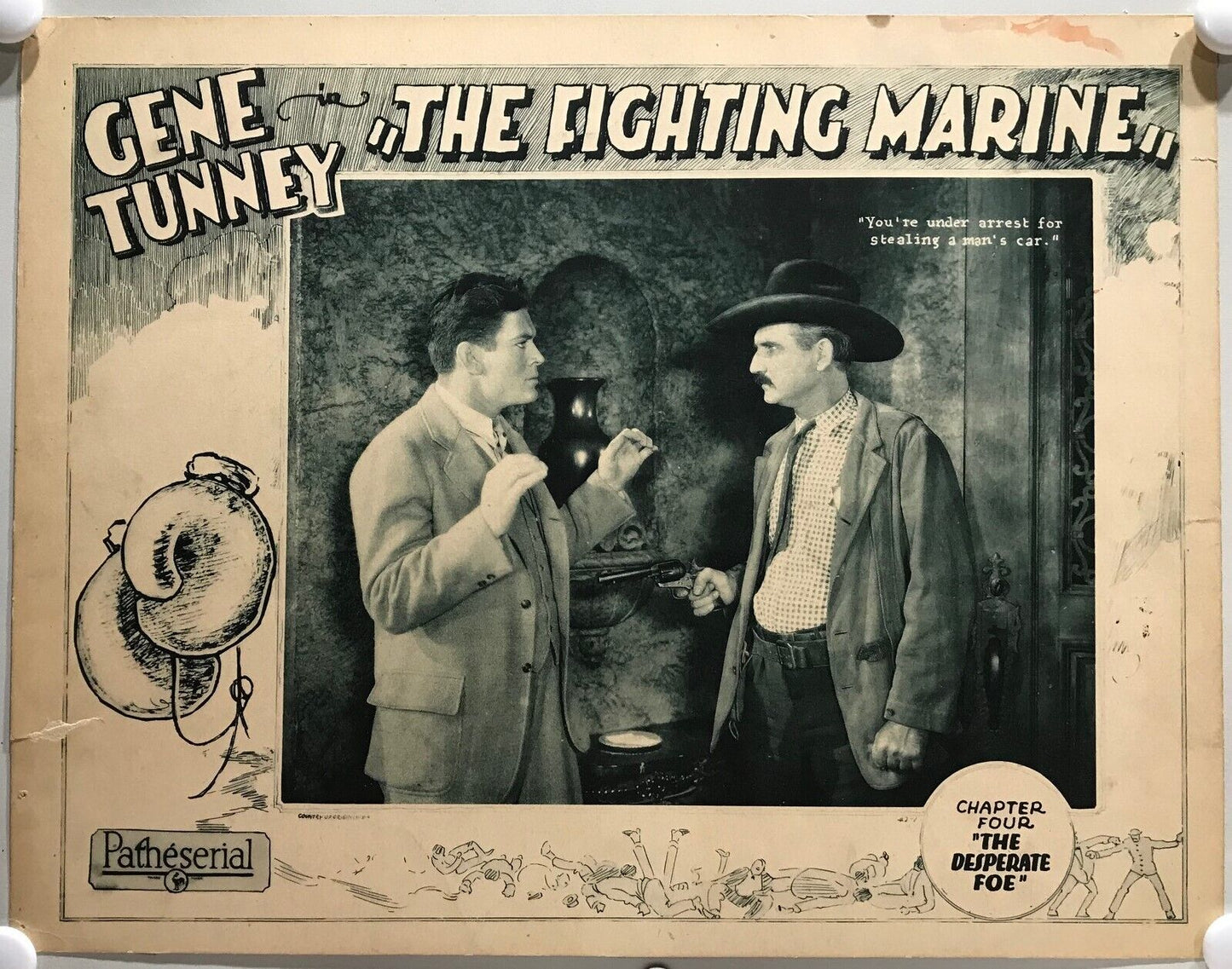 ORIGINAL SERIAL LOBBY CARD - THE FIGHTING MARINE (a) - 1926 - Ch 4 "The Des...