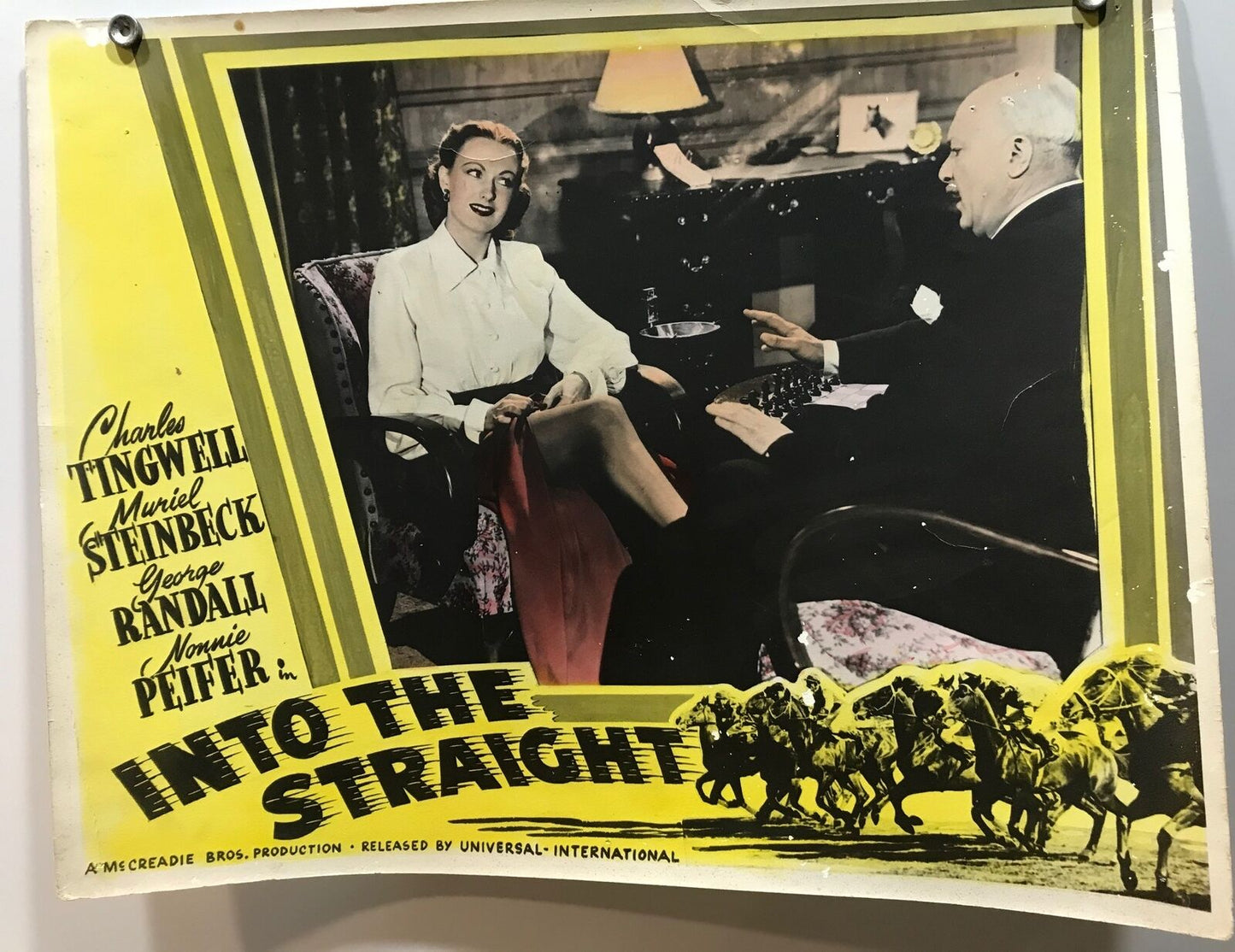 ORIGINAL LOBBY CARD - INTO THE STRAIGHT (b) - 1949 - title card - Australia