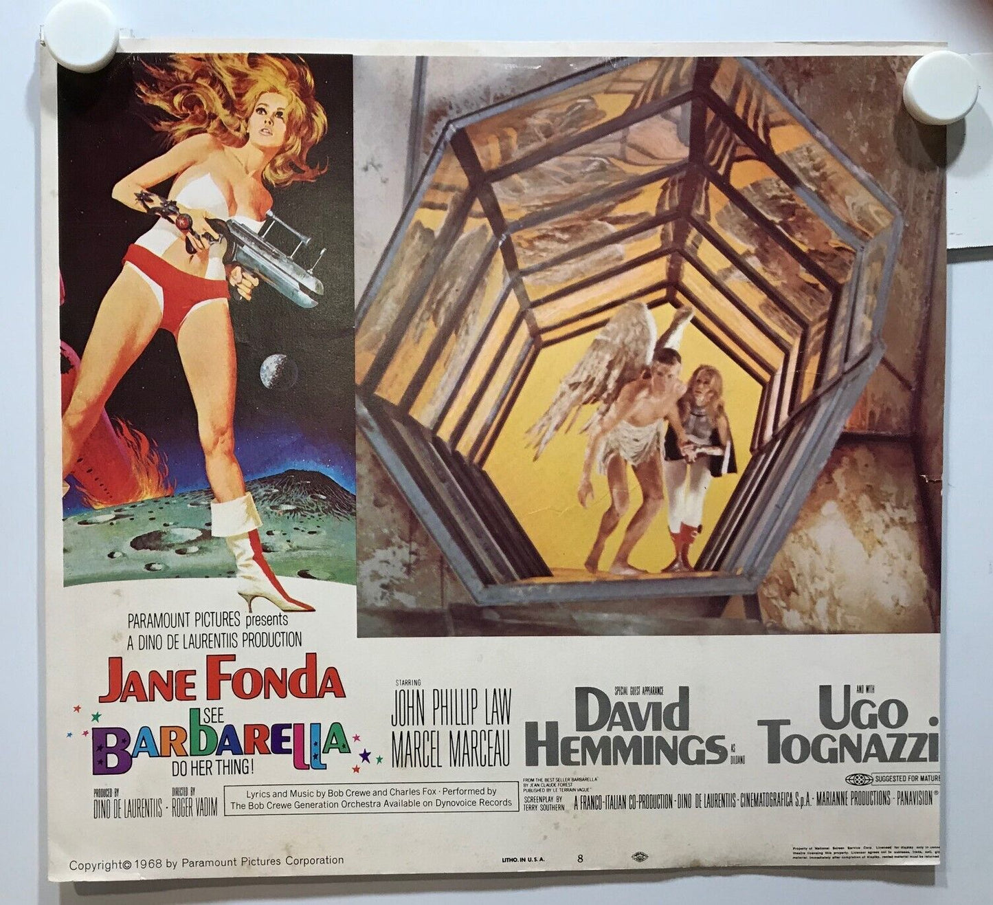 ORIGINAL LOBBY CARD - BARBARELLA (b) - 1968 - key card #8 - John Phillip Law, Marcel Marceau, David Hemmings