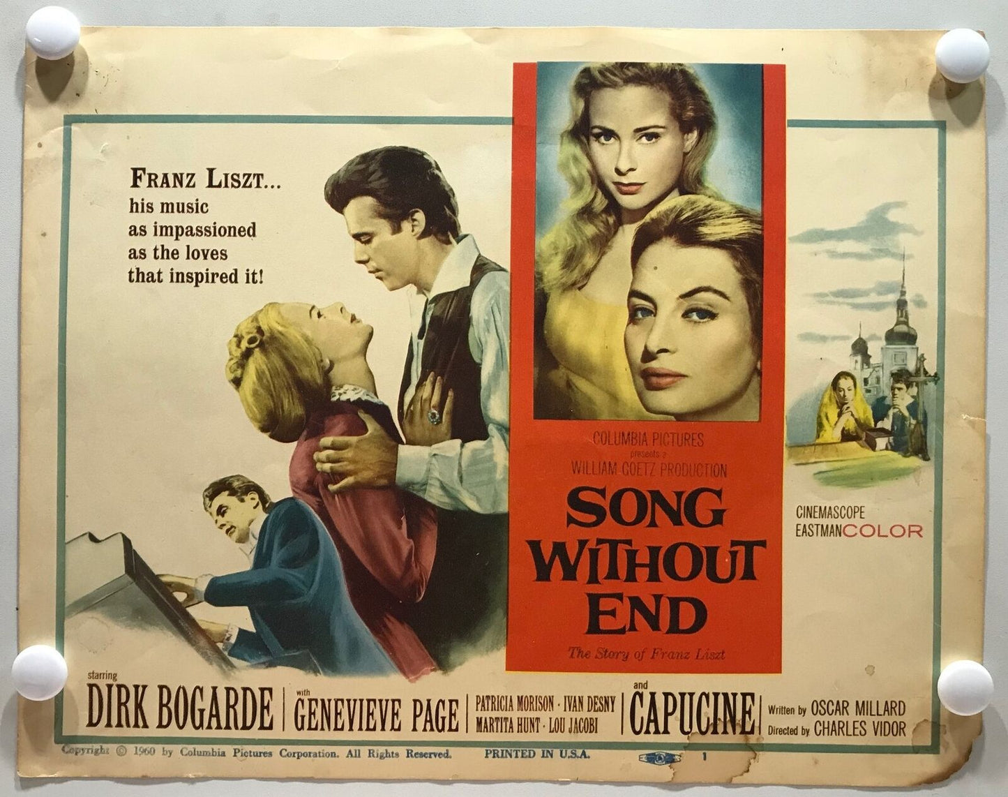 ORIGINAL LOBBY CARD - SONG WITHOUT END (b) - 1960 - Key #1 card - Dirk Bogarde, Genevieve Page, Patricia Morison