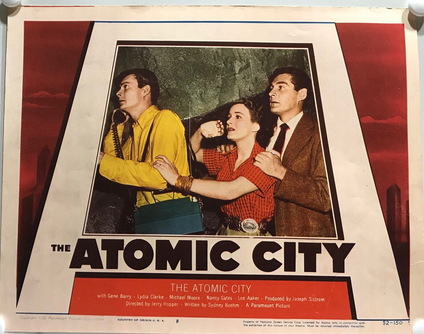 ORIGINAL LOBBY CARDS - THE ATOMIC CITY - 1952 - set of 8