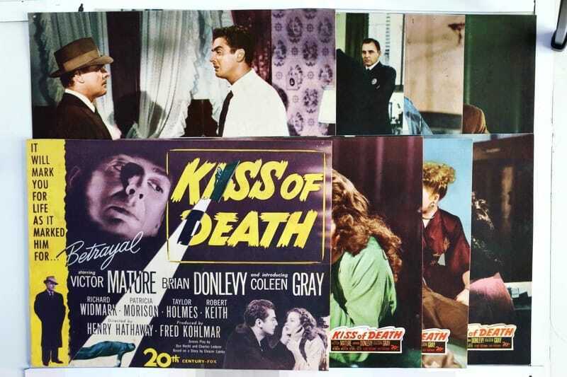 ORIGINAL LOBBY CARDS - KISS OF DEATH - 1947 - set of 8