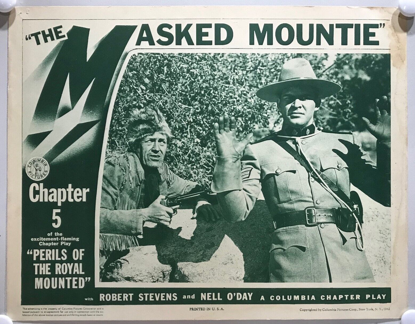ORIGINAL SERIAL LOBBY CARD - PERILS OF THE ROYAL MOUNTED (q) - 1942 - Ch 5 "T...