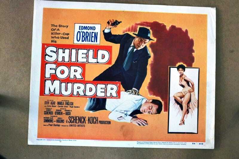 ORIGINAL LOBBY CARD - SHIELD FOR MURDER - 1954 - title card - Marla English, Edmond O'Brien, John Agar