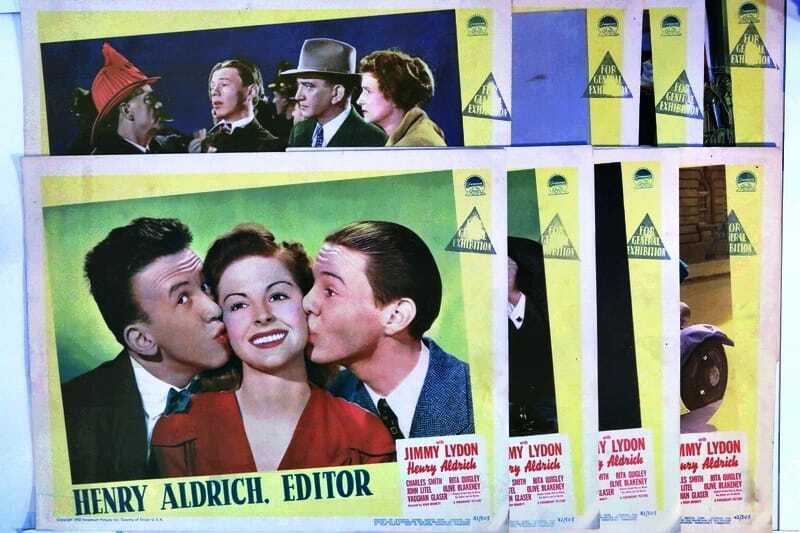 ORIGINAL LOBBY CARDS - HENRY ALDRICH, EDITOR - 1942 - set of 8