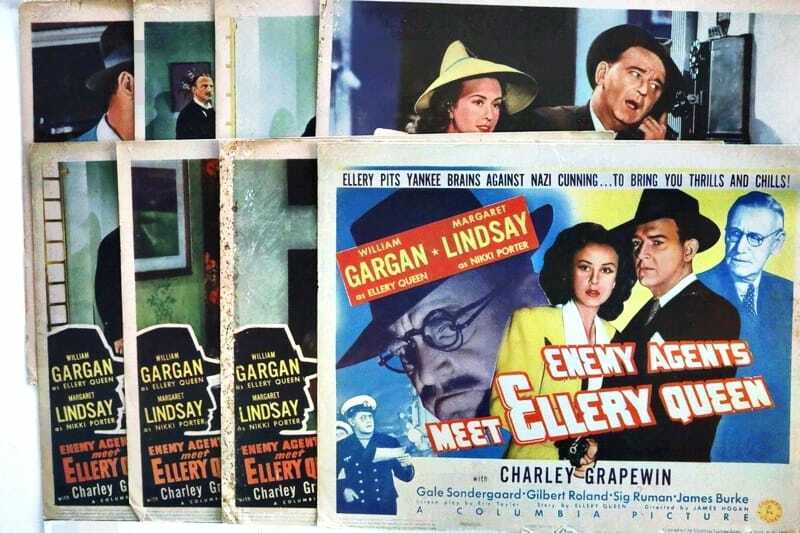 ORIGINAL LOBBY CARDS - ENEMY AGENTS MEET ELLERY QUEEN - 1942 - set of 8