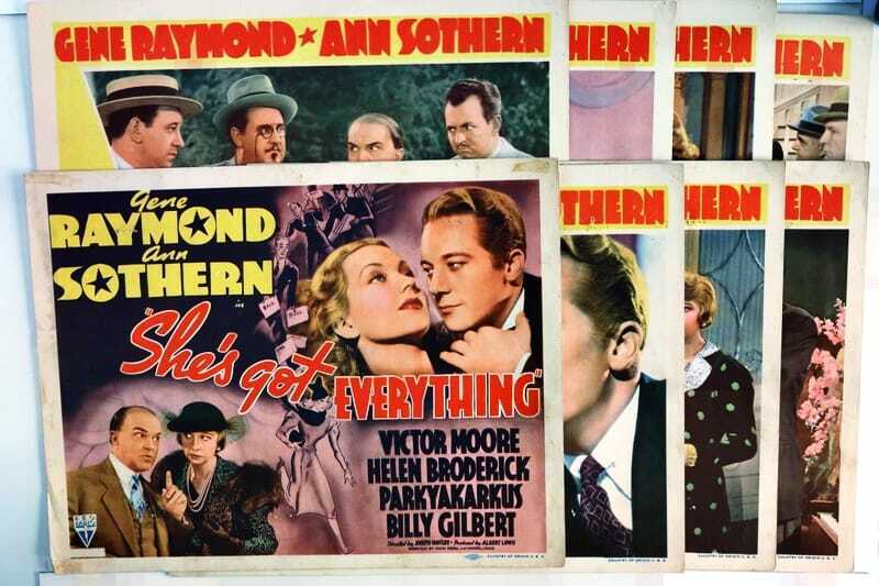 ORIGINAL LOBBY CARDS - SHE'S GOT EVERYTHING - 1938 - set of 8