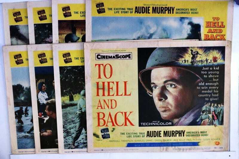 ORIGINAL LOBBY CARDS - TO HELL AND BACK - 1955 - set of 8