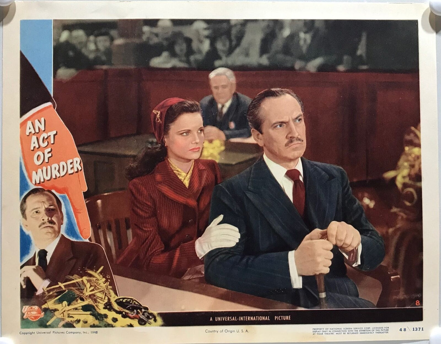 ORIGINAL LOBBY CARDS - AN ACT OF MURDER - 1948 - set of 8